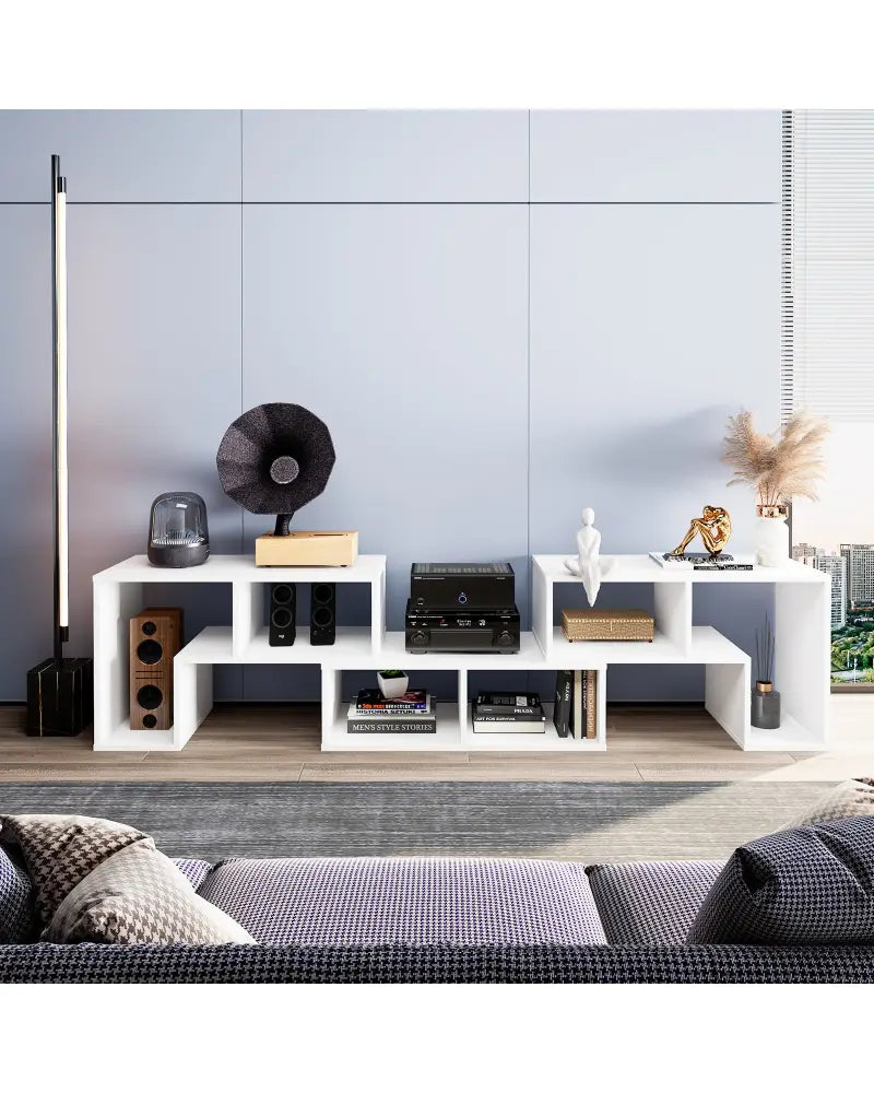 3 Pieces Adjustable TV Stand for TVs up to 65 Inch with Shelves-White - White - Entertainment Centers & TV Stands