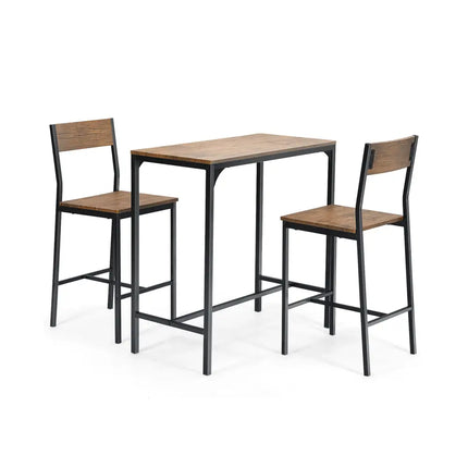 3 Pieces Bar Table Set with 2 Stools-Black Costway