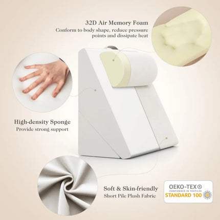 3 Pieces Bed Wedge Pillow Set with Air Memory Foam-Off-white Costway