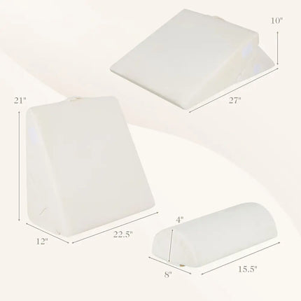 3 Pieces Bed Wedge Pillow Set with Air Memory Foam-Off-white Costway