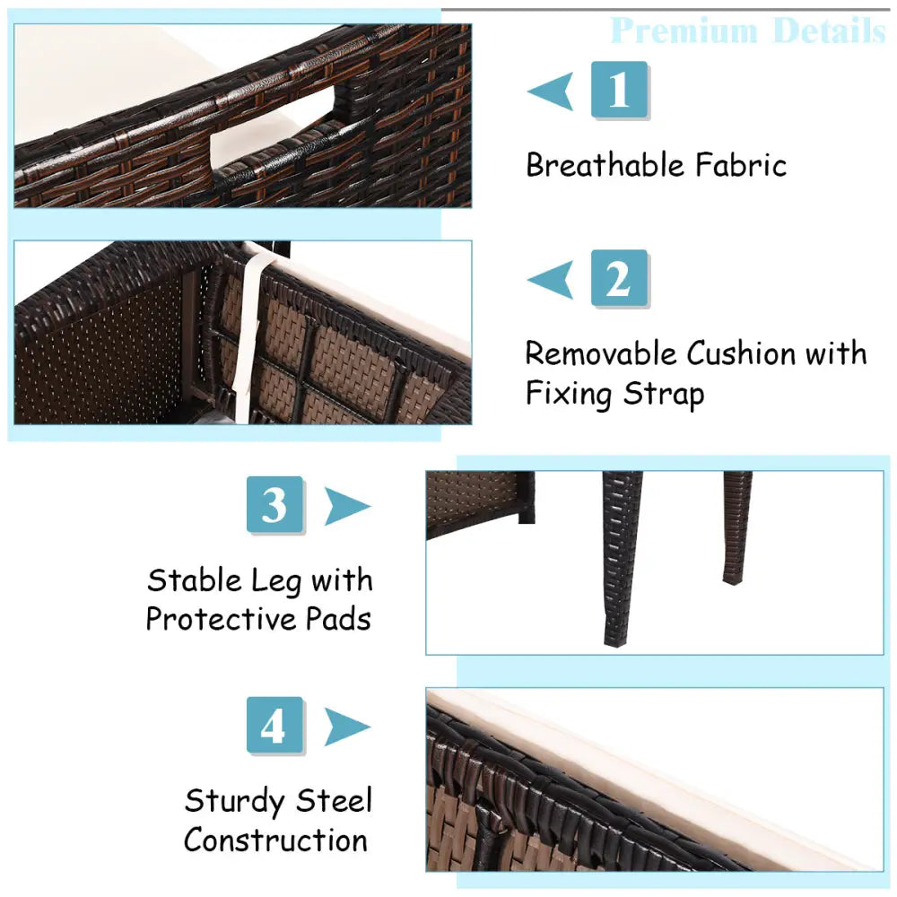 3 Pieces Cushioned Wicker Patio Bistro Set with No Assembly Needed - Black - Patio Conversation Sets
