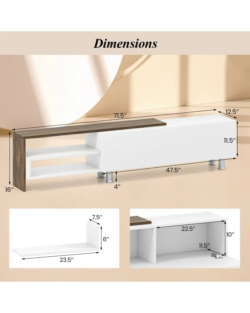 3 Pieces Farmhouse TV Stand for TVs up to 80 Inch with Cabinet and Compartments-White - White - Entertainment Centers &