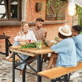 3 Pieces Folding Wooden Picnic Table Bench Set - Picnic Tables