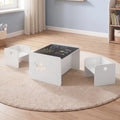 3 Pieces Kids Table and Chair Set Space-saving Toddler Table and 2 Chairs-White - White - Kids Table & Chair Sets
