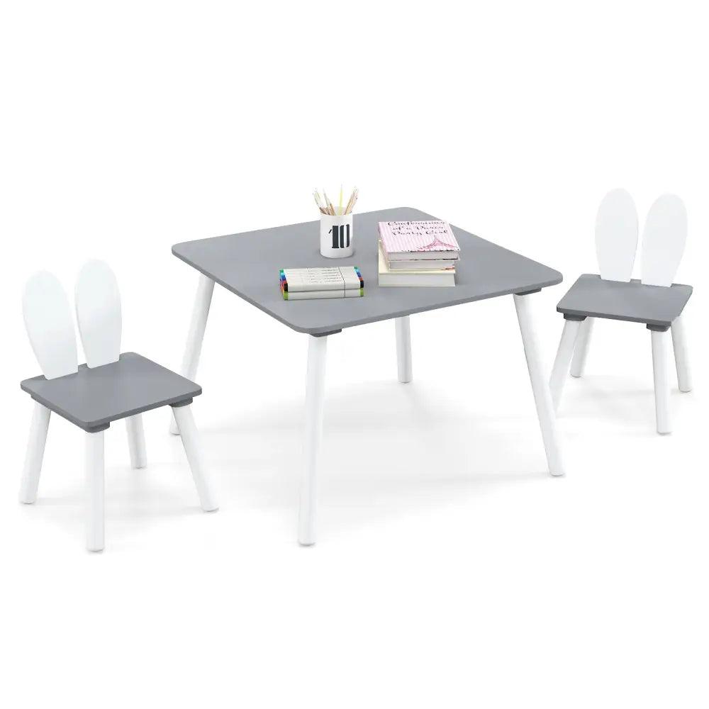 3 Pieces Kids Table and Chairs Set for Arts Crafts Snack Time-Gray - Gray - Kids Table & Chair Sets