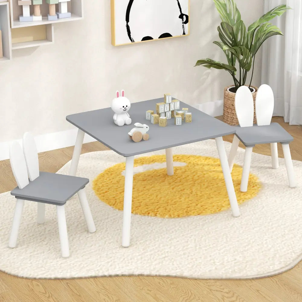3 Pieces Kids Table and Chairs Set for Arts Crafts Snack Time-Gray - Gray - Kids Table & Chair Sets