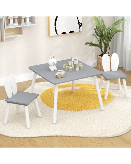 3 Pieces Kids Table and Chairs Set for Arts Crafts Snack Time-Gray - Gray - Kids Table & Chair Sets