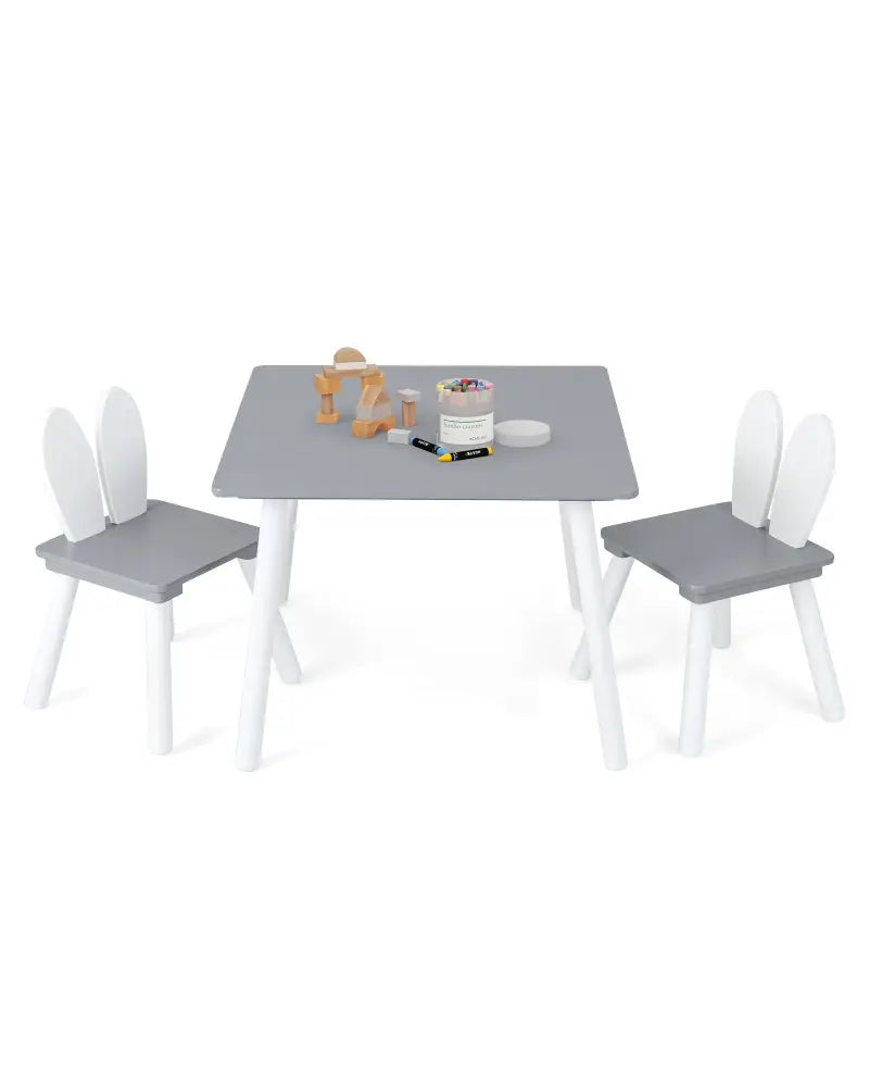 3 Pieces Kids Table and Chairs Set for Arts Crafts Snack Time-Gray - Gray - Kids Table & Chair Sets