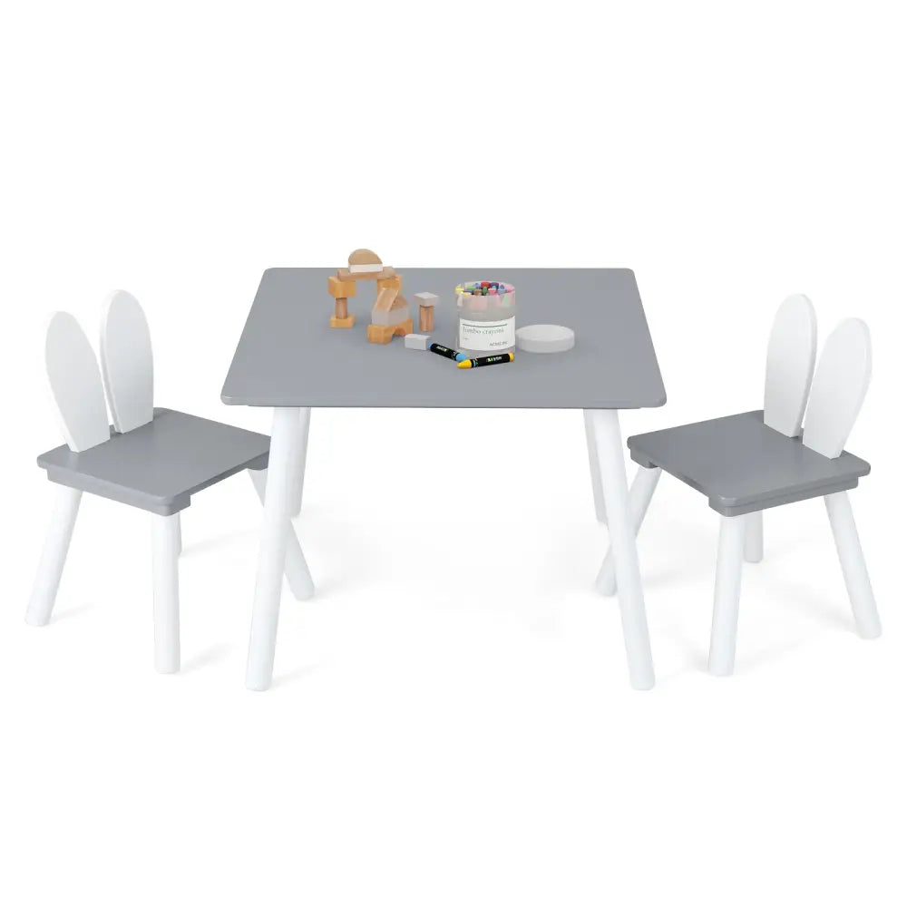 3 Pieces Kids Table and Chairs Set for Arts Crafts Snack Time-Gray - Gray - Kids Table & Chair Sets