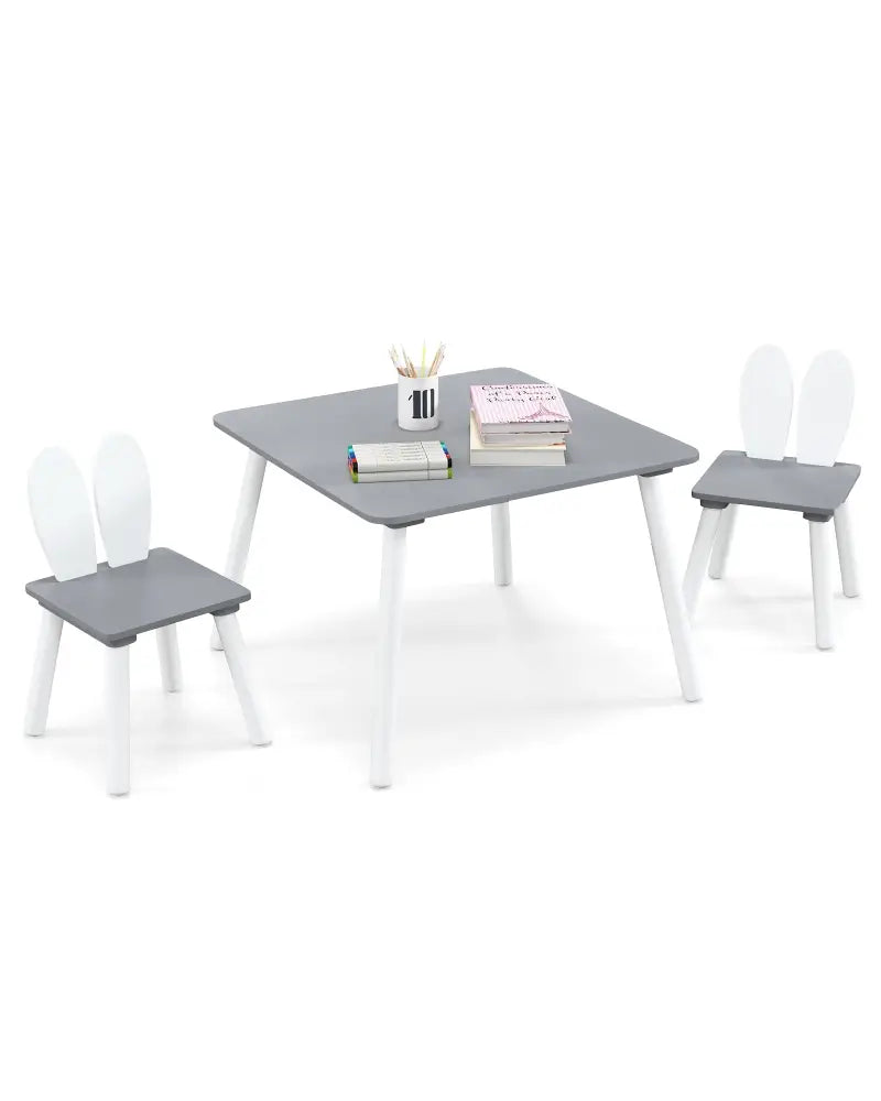 3 Pieces Kids Table and Chairs Set for Arts Crafts Snack Time-Gray - Gray - Kids Table & Chair Sets
