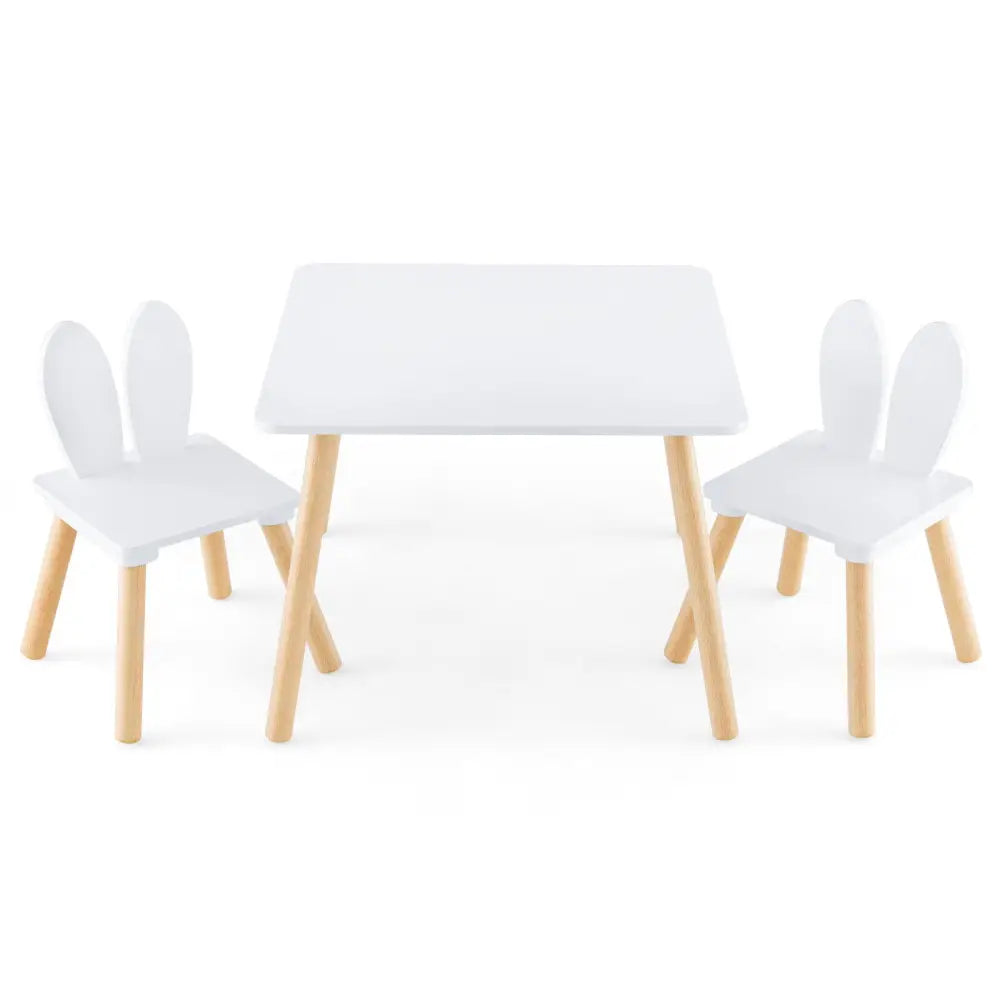 3 Pieces Kids Table and Chairs Set for Arts Crafts Snack Time-White - White - Kids Table & Chair Sets