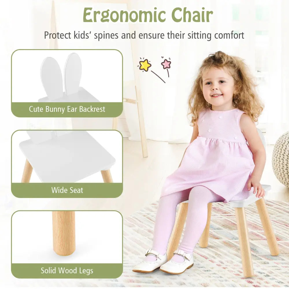 3 Pieces Kids Table and Chairs Set for Arts Crafts Snack Time-White - White - Kids Table & Chair Sets