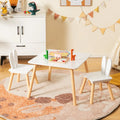 3 Pieces Kids Table and Chairs Set for Arts Crafts Snack Time-White - White - Kids Table & Chair Sets