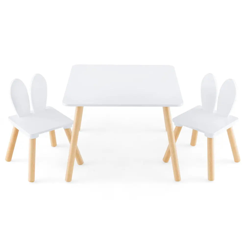 3 Pieces Kids Table and Chairs Set for Arts Crafts Snack Time-White - White - Kids Table & Chair Sets