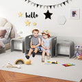 3 Pieces Kids Wooden Table and Chair Set-Gray - Gray - Kids Table & Chair Sets