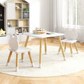 3 Pieces Kids Wooden Table and Chair Set with Cute Froggy Design-White - White - Kids Table & Chair Sets