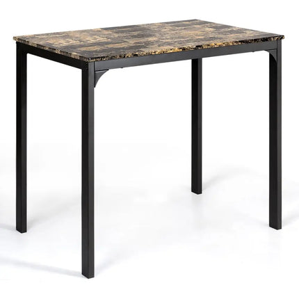 3 Pieces Kitchen Counter Height Faux Marble Table 2 Chairs Set Costway