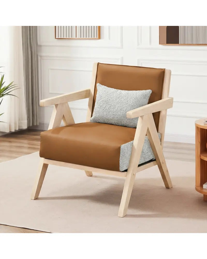 3 Pieces Living Room Furniture Set with Rubber Wood Frame-Brown - Brown - Sofas & Loveseats