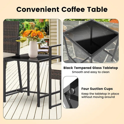 3 Pieces Modern Heavy Duty Patio Furniture Set with Coffee Table-Off White - Off White - Patio Conversation Sets