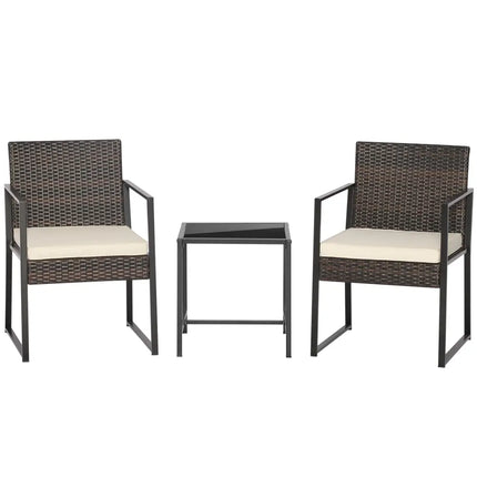 3 Pieces Modern Heavy Duty Patio Furniture Set with Coffee Table-Off White - Off White - Patio Conversation Sets