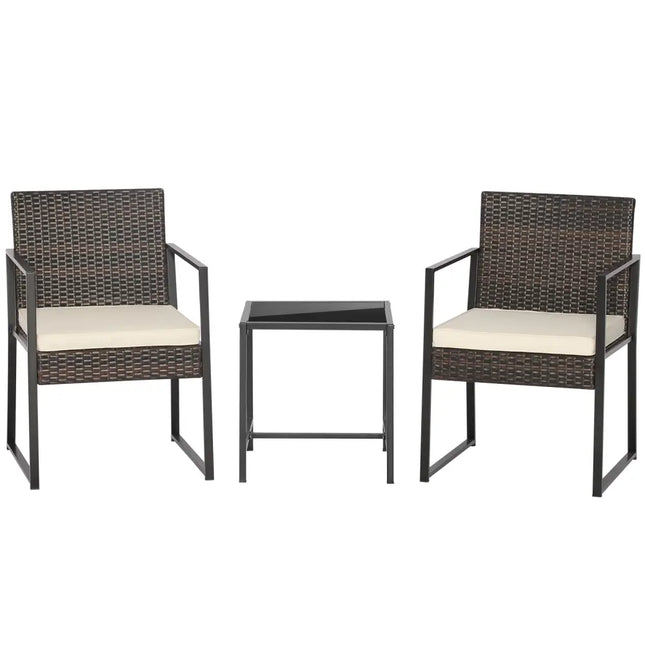 3 Pieces Modern Heavy Duty Patio Furniture Set with Coffee Table-Off White - Off White - Patio Conversation Sets
