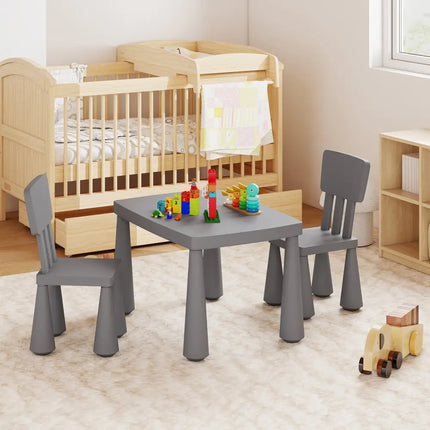 3 Pieces Multifunction Activity Kids Play Table and Chair Set-Gray - Gray - Kids Table & Chair Sets