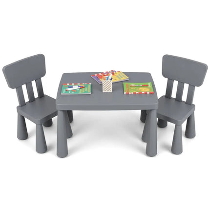 3 Pieces Multifunction Activity Kids Play Table and Chair Set-Gray - Gray - Kids Table & Chair Sets