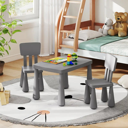 3 Pieces Multifunction Activity Kids Play Table and Chair Set-Gray - Gray - Kids Table & Chair Sets