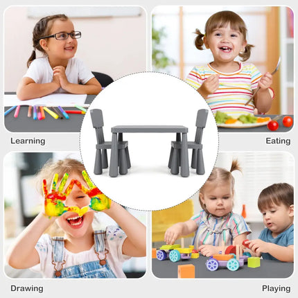 3 Pieces Multifunction Activity Kids Play Table and Chair Set-Gray - Gray - Kids Table & Chair Sets