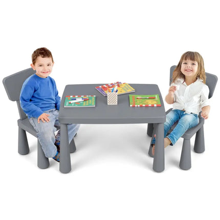 3 Pieces Multifunction Activity Kids Play Table and Chair Set-Gray - Gray - Kids Table & Chair Sets