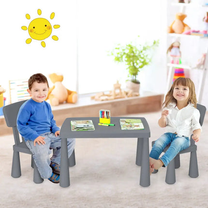 3 Pieces Multifunction Activity Kids Play Table and Chair Set-Gray - Gray - Kids Table & Chair Sets