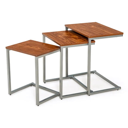 3 Pieces Multifunctional Coffee End Table Set-Brown - Brown - Living Room