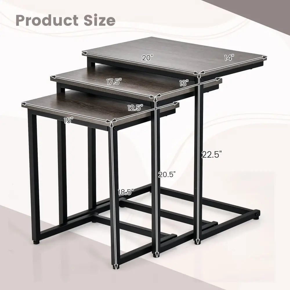 3 Pieces Multifunctional Coffee End Table Set-Oak - Oak - End & Side Tables