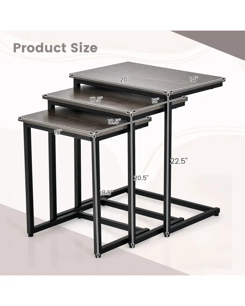 3 Pieces Multifunctional Coffee End Table Set-Oak - Oak - End & Side Tables
