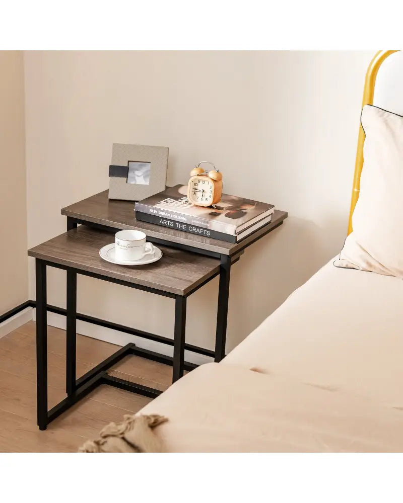 3 Pieces Multifunctional Coffee End Table Set-Oak - Oak - End & Side Tables