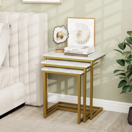 3 Pieces Multifunctional Coffee End Table Set-White Costway