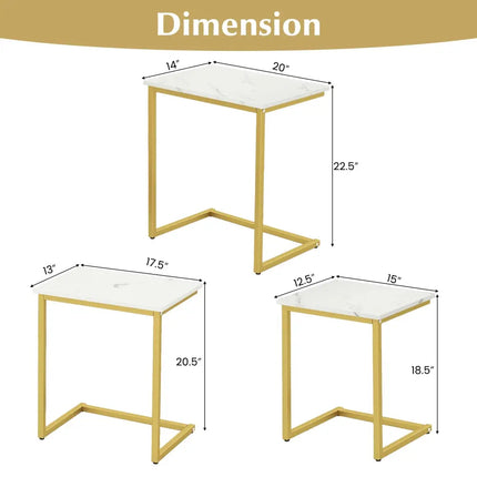 3 Pieces Multifunctional Coffee End Table Set-White Costway