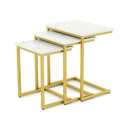 3 Pieces Multifunctional Coffee End Table Set-White Costway