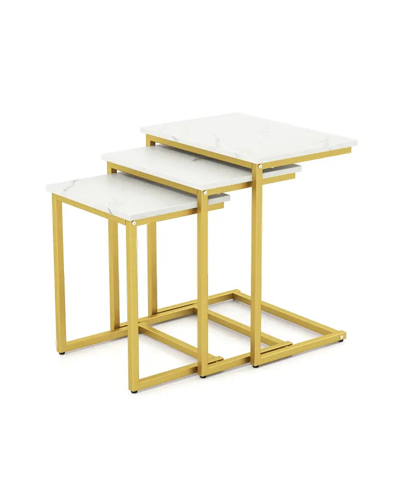 3 Pieces Multifunctional Coffee End Table Set-White - White - End & Side Tables