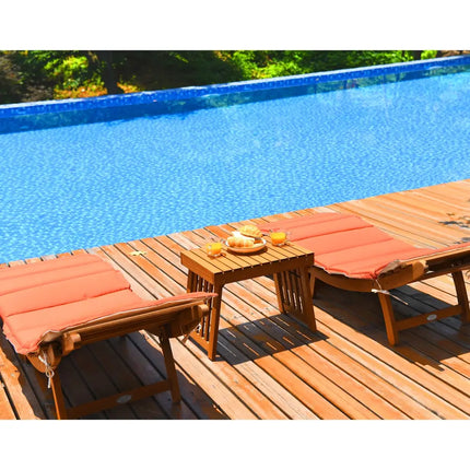 3 Pieces of Wooden Folding Patio Lounge Chair Table Set - Red - Patio Conversation Sets