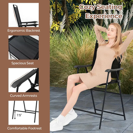 3 Pieces Outdoor Bar Stool Set with DPC Tabletop and Umbrella Hole for Poolside-Black - Black - Patio Conversation Sets
