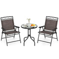 3 Pieces Outdoor Bistro Dining Furniture Set with 1.57 Inch Umbrella Hole - Brown - Patio Conversation Sets