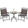 3 Pieces Outdoor Bistro Dining Furniture Set with 1.57 Inch Umbrella Hole - Brown - Patio Conversation Sets