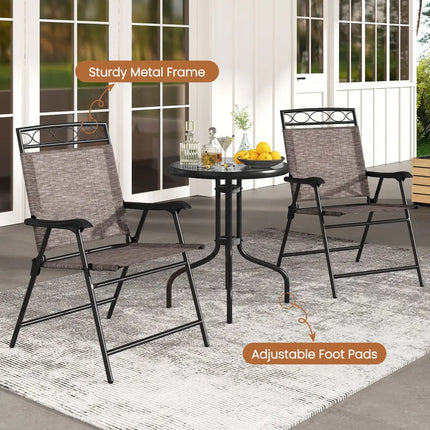 3 Pieces Outdoor Bistro Dining Furniture Set with 1.57 Inch Umbrella Hole - Brown - Patio Conversation Sets