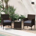 3 Pieces Outdoor Conversation Set with Cushioned Seat and Glass Tabletop-Gray - Gray - Patio Conversation Sets