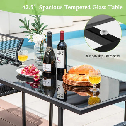 3 Pieces Outdoor Dining Set with Folding Backrest and Seat Cushions-Gray - Gray - Patio Dining Sets