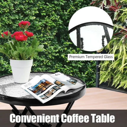 3 Pieces Outdoor Folding Rocking Chair Table Set with Cushion-Red - Red - Patio Conversation Sets