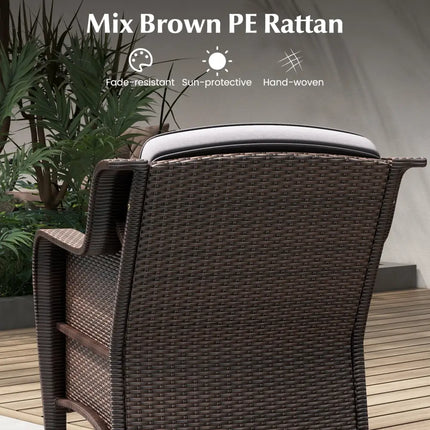 3 Pieces Outdoor Rattan Furniture Set with Cushions and Tempered Glass Coffee Table-Gray - Gray - Patio Conversation