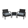 3 Pieces Outdoor Rattan Patio Conversation Set with Seat Cushions-Gray - Gray - Patio Conversation Sets