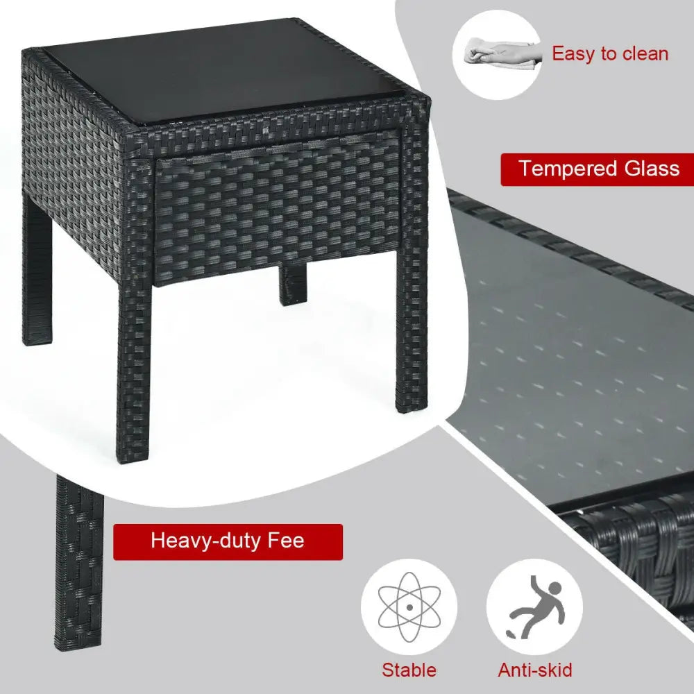 3 Pieces Outdoor Rattan Patio Conversation Set with Seat Cushions-Red - Red - Patio Conversation Sets